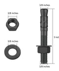 Diagram of 10 Pack 3/8x3 Inch Beefy Heavy Duty Wedge Anchors For Concrete And Cement, showing dimensions and components.