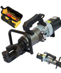 Heavy Duty Electric Rebar Cutter And Hydraulic Steel Bender Packing Killer 1800W Copper Motor displayed with rugged canvas tool bag.