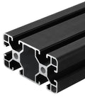 Heavy Duty T Slot 4080 Aluminum Extrusion Profile 600mm anodized black linear rail showcasing the interior structure.