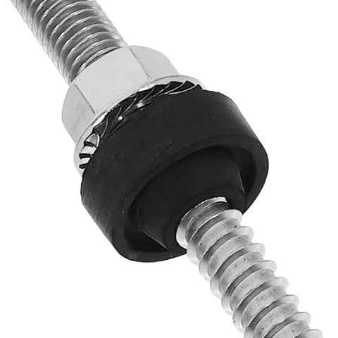 Close-up of Supercharged Stainless Steel Solar Panel Hanger Bolts For Roof Mounting adjustable hardware with dual threads.