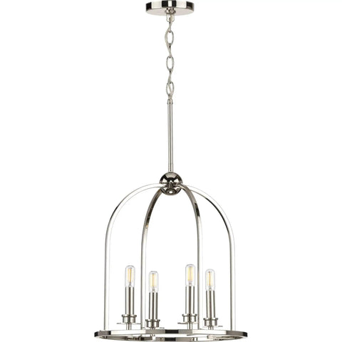 Three Light Polished Chrome Coastal Pendant Light With Clear Glass Shades For Entryways And Kitchen Islands showing curved arms