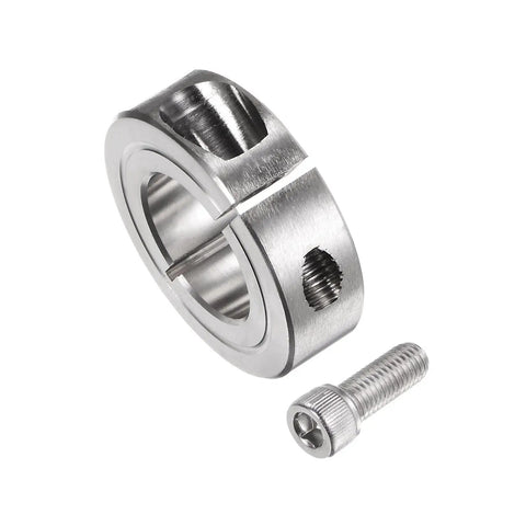 Image of Split Clamp-On Shaft Collar With 1-1/8 Bore, 1-7/8 Outside Diameter, 1/2 Inch Thick, 304 Stainless Steel, Set-Screw Style