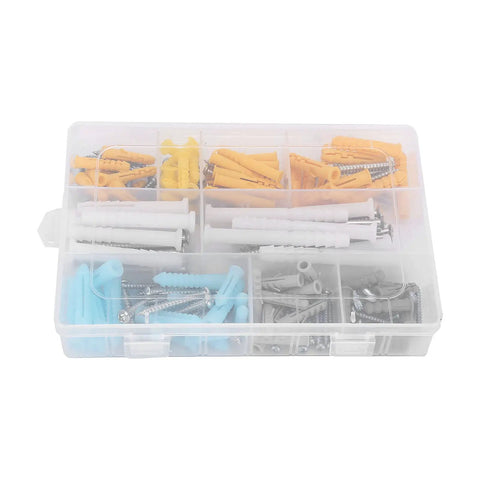 200 Piece Self Tapping Screw Kit With Anchors In Stainless Steel For Home Kitchen And Furniture Repairs, Includes 10 Sizes In 4 Colors