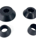 Top Shelf Four Piece Wheel Balancer Taper Cone Set Built Tough With Heavy Duty Forty Five Steel For 40mm Shafts And Universal Fitment On Cars And Trucks Ride Ready Garage Must Haves. Black steel taper cones for 40mm shaft balancing.