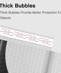 Close-up of Black Bubble Mailers 6x10 Inch Outer, Usable 6x9 Inch, 4.6mm Thick Waterproof Padded Envelopes For Shipping, showing self-sealing flap and protective bubbles.