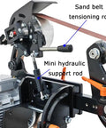 Kick Butt In The Workshop With This 2Hp Variable Speed Belt Sander Grinder with sand belt tensioning and hydraulic support rod.