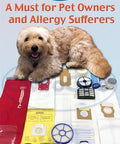 Dog lying on assorted vacuum bags and filters for Kenmore and Panasonic Type C vacuums, including Replacement Vacuum Bags For Kenmore Canister Type C And Panasonic Type C5 Vacuums 9 Pack White Compatible With Q 50555 50558 50557 Easy To Install Durable Paper Bags For Frustration Free Cleaning