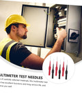 Electrician using Six Pack Wire Piercing Probes For Multimeters, Precision Test Leads With Metal Tips For Quick Nondestructive Electrical Testing