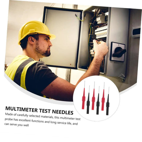 Electrician using Six Pack Wire Piercing Probes For Multimeters, Precision Test Leads With Metal Tips For Quick Nondestructive Electrical Testing