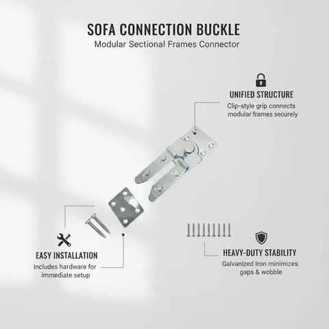 Clip Style Must-Have Galvanized Iron Sofa Connector For Modular Sectional Frames Secure Lock Buckle with screws shown