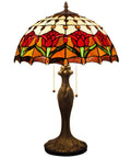 Table Lamp Base Replacement 24 Inch Tall With 6.5 Inch Wide Base Dark Bronze Zinc Alloy Finish Fits 12 14 16 18 Inch Tiffany Style Stained Glass Lampshades Pull Chain UL Listed Perfect For LED Bulbs with floral Tiffany shade shown