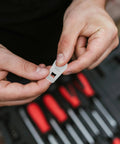 Slick Steel Hand Torque Wrench With Eight Millimeter Open End Jaw Portable Bike Gear for hydraulic brake cable fix shown in hand.