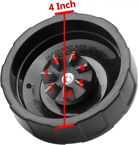 Premium Blender Blade Replacement 6 Fin Beefed Up Stainless Steel With Food Grade Plastic for 3.9 Inch Cups and Leakproof Sealing