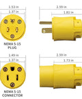 Electrical Replacement Plug And Connector Set For Extension Cords 15A 125V Straight Blade Grounding NEMA 5 15P 5 15R