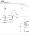 Technical drawing of 8 Inch Widespread Bathroom Faucet In Polished Chrome With Solid Brass Construction Drip Free Ceramic Disc Cartridge Deck Mount 3 Hole Installation One Point Two GPM Flow At 60 PSI Classic Glam Meets Everyday Convenience