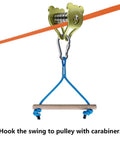 65ft Ninja Slackline Kit With Ratchet System And Tree Protectors, 500lb Capacity Backyard Set pulley system view