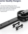 Heavy Duty Sliding Barn Door Hardware Rollers Black Two Pack Ultra Silent Pom Track Wheels with hanger and bolts.