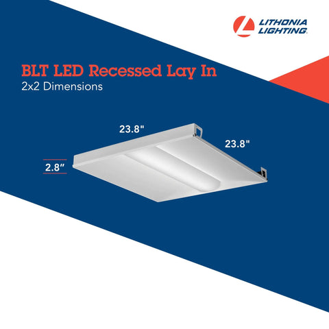 2x2 LED Troffer Light BLT Series Low Profile Drop In Ceiling Light For Dropped Ceilings With Curved Ribbed Diffuser 3300 Lumens 3500K Neutral White Great For Offices And Retail Spaces