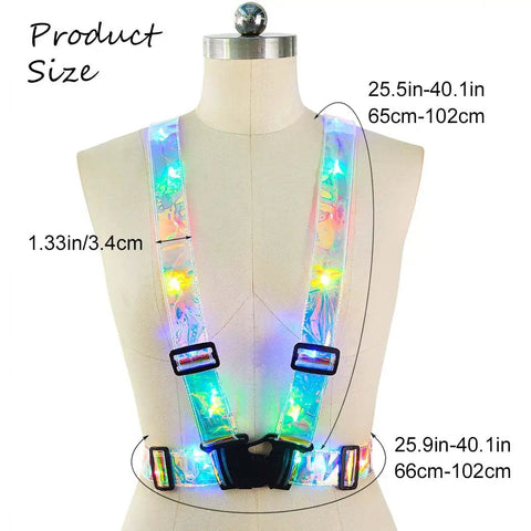 Light Up LED Running Vest With Adjustable Unisex Fit For Men And Women See Through Lightweight Night Run Gear on mannequin