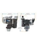 Workhorse 25 Gpm Fuel Transfer Pump With Auto Shutoff Nozzle Plug And Play 12 Volt Diesel Gas Line Kit showing dimensions and design.