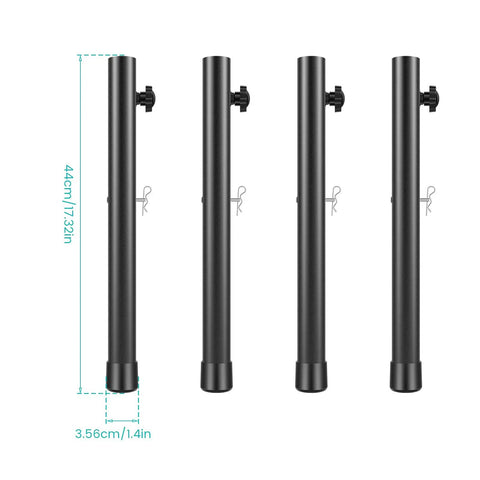 Four Piece Top Tier Folding Table Leg Extenders With Adjustable Heights From Three To Thirteen Inches Crafted From Solid Rust Proof Steel.