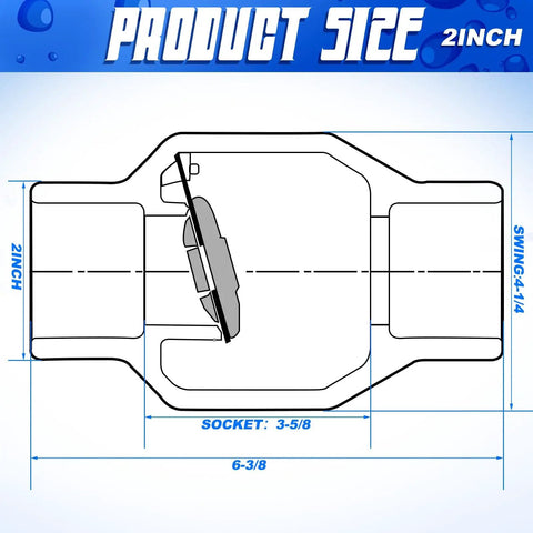 Illustration of 2 Inch PVC Swing Check Valve With No Spring Backflow Preventer White Silent Operation Reduces Water Hammer