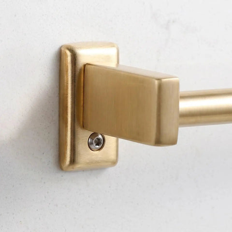 Close-up of Towel Rack Mounting Hardware Kit For Stainless Steel Bracket Replacement Parts, gold finish on wall mount.