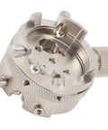 Pro Grade Stainless Steel Watch Movement Base Holder For Repairs And Adjustments Heavy Duty Fixation Tool shown from side angle.