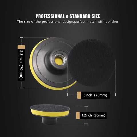 Dope 7 Piece Six Inch Wool Polishing Pad Kit With Pad Clean Tool Kit And 5/8-11 Drill Adapter showing dimensions and design.