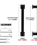 Diagram showing dimensions of Matte Black Cabinet Pulls 5 Inch 128mm Set Of 10 Durable Alloy Kitchen Cabinet Handles