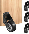 Anti Sag Gate Wheel Set For Wooden Doors And Gates, 2 Inch Floor Friendly Bottom Support Rollers, 4 Pack displayed on wood panel.