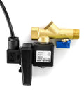 Automatic Timed Drain Valve For Compressed Air Systems, 2 Pack, 110V AC, shown with half inch inlet outlet and L shaped mount