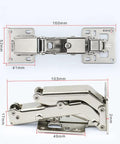 Frameless cabinet hinge (1 pair) with hidden hydraulic soft-close; stainless steel, adjustable mount, front and side.
