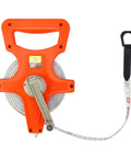 Pro Grade Fiberglass Tape Measure Half Inch By One Hundred Foot Open Reel Dual Sided For Inches And Feet With Ergonomic Grip