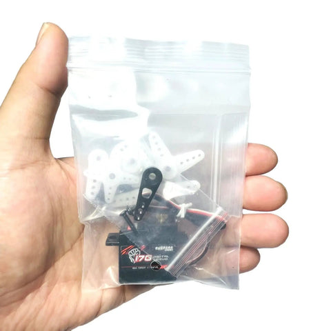 Upgrade Metal Servo Kit With Durable Servo Arms For Hyper Go H16 Series RC Cars in clear packaging, showcasing metal and plastic parts.