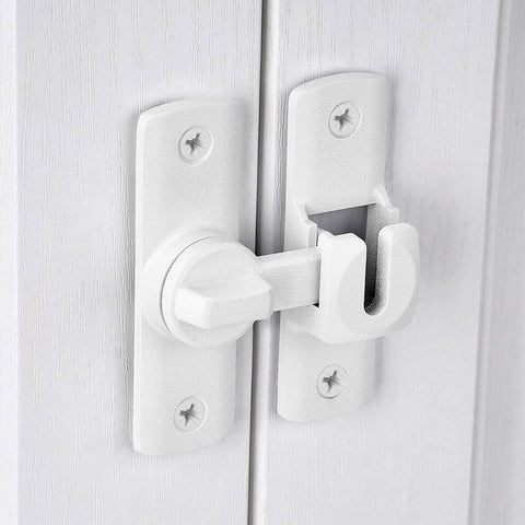 Matte White Barn Door Lock Latch Set 90 To 180 Degree Right Angle Gate Lock For Cabinets Bathrooms And Sliding Doors Aluminum Alloy