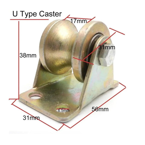 Built Tough All Steel V Groove Caster Wheel For Sliding Doors And Heavy Duty Garage Tracks With Smooth Rolling Bearings and Slick U Shaped Pulley Rig For Quick Fixes 38mm diameter