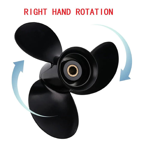 Nine And A Quarter Inch Propeller With Nine Pitch For Mercury Four Stroke Outboard Motors Fourteen Spline Right Hand Rotation Three Blade Aluminum Propeller Nine Point Two Five Inch Diameter By Nine Pitch For Boats Under Fifty MPH
