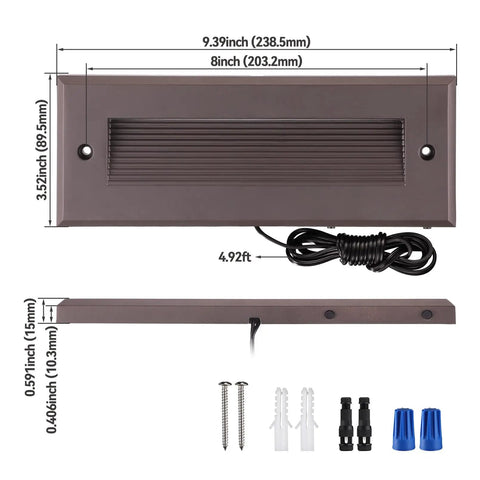 Dimensions of Dope Low Voltage LED Step Lights Outdoor Dimmable 3W 4W 5W With 5 CCT 12-24V AC DC Landscape Stair Risers, bronze color