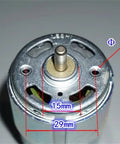 Top view of Beefy High Speed DC Motor 12V/18V Ready With 17000 RPM, showing shaft and measurements, 42mm diameter, 5mm shaft.