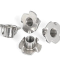 Beefy Four Claw Stainless Steel T Nuts Knock In Captive Nut Inserts For Wood And Speaker Enclosures, 304 Stainless, 5/16-18, Pack Of 10