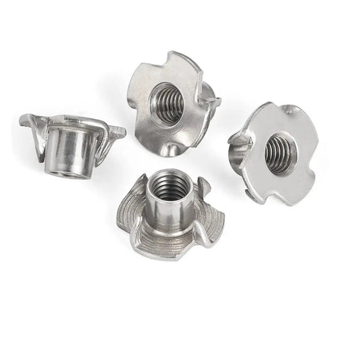 Beefy Four Claw Stainless Steel T Nuts Knock In Captive Nut Inserts For Wood And Speaker Enclosures, 304 Stainless, 5/16-18, Pack Of 10