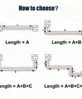 How to choose lengths for Top Shelf Weatherproof Aluminum Rooftop Deck Railing Kit measures A, B, C, and D. Diagrams included.