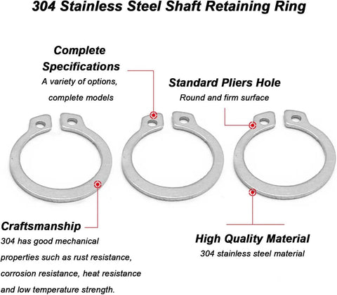 Precision Machined Heavy Duty Stainless Steel External Circlips 30 Pack C Clip Snap Rings For Automotive Systems Valves And Motor Bearings Rust Free Retaining Hardware Bulk Kit
