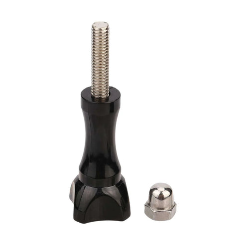 Go-To Long Stainless Cap Thumb Screws Set For GoPro Accessories And Housings, 2.2 Inch Length, shown in black and silver