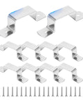 Stainless Steel Fence Brackets 8cm Set Of 10 Heavy Duty Weatherproof Post Clips shown with screws.