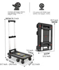 Heavy Duty Foldable Push Hand Cart With Smooth Retractable Handle Slick Rolling Platform Truck dimensions and features displayed.