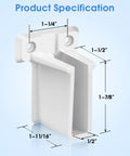 12 Pack White Wire Shelf End Brackets For 1/2 Inch Shelves, Plastic Closet Shelf Supports, Easy Install, Durable Resin Brackets For Home, Garage, Laundry Room Organization And Sturdy Storage. White plastic end bracket with 1-1/4, 1-1/2, and 1-7/8 inch dimensions.
