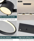 Dimmable 54W LED Chandelier with Remote, Modern Pendant, Acrylic and Iron, Ceiling Tray, Adjustable Color 3000K-6000K.