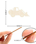 Set Of 3 Unfinished Wooden Cutouts Front End Loader Tractor Art DIY Wood Signs For Farmhouse Wall Decor shown in hand for scale
